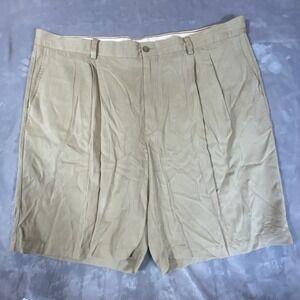 Tommy Bahama Men Shorts Size 42 Relax Khaki Brown Silk Chino Pleated Casual Golf